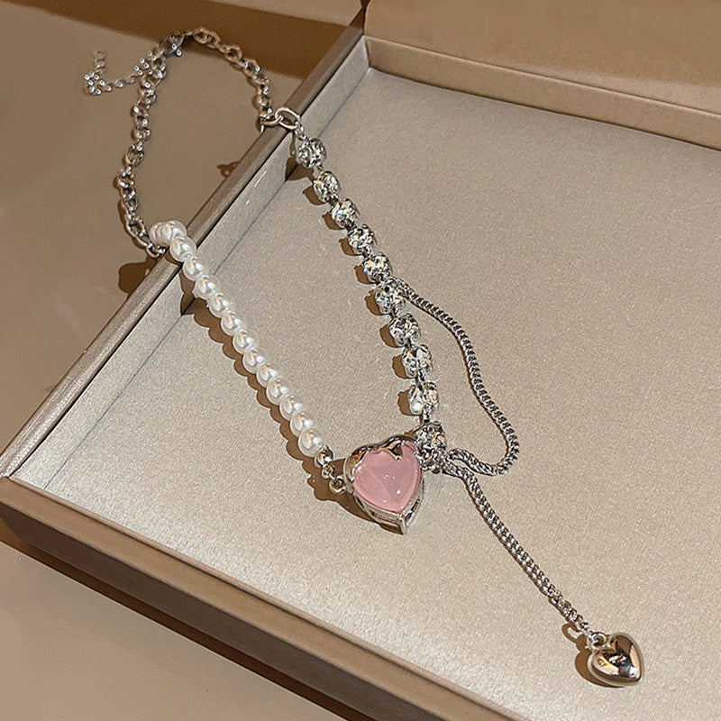 Women's Stitching Heart Clavicle Chain Light Luxury Necklaces