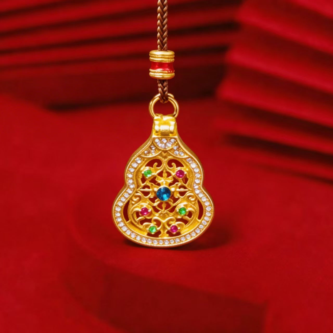 Women's & Men's Gourd Yellow God Of Wealth Buddha Mixed Alloy Retro National Necklace
