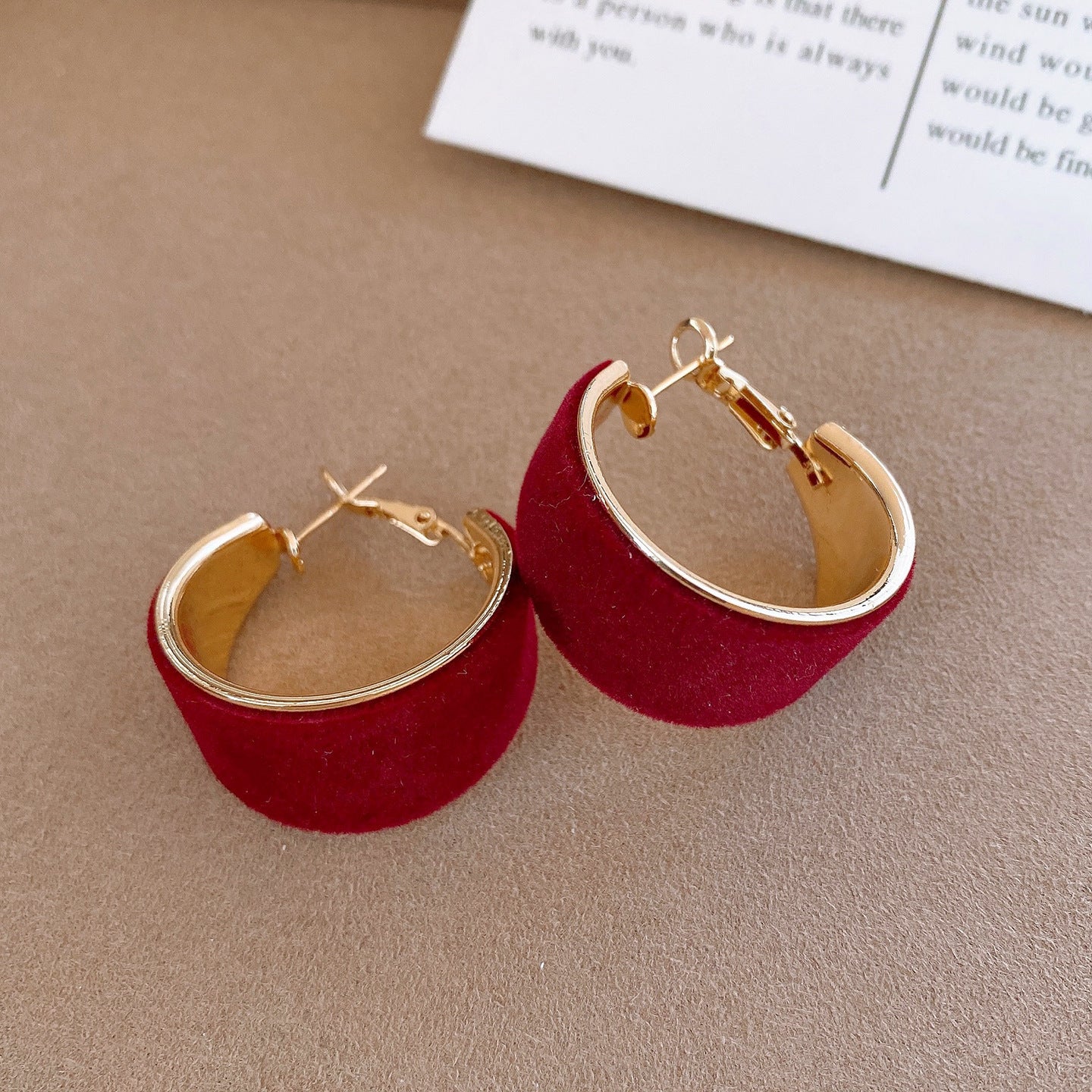 Sier Needle Flocking Round Red Simple Fashion Earrings