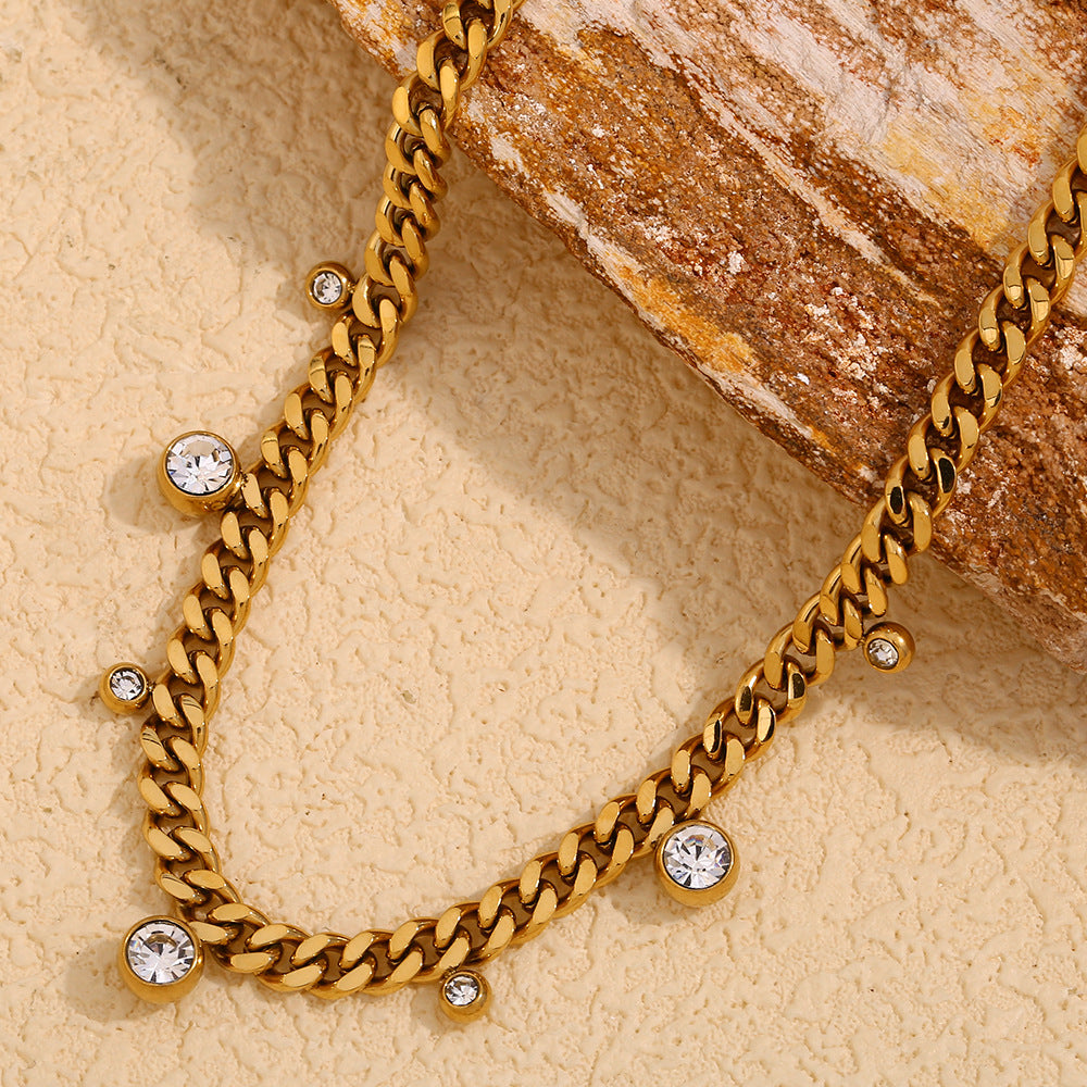 Fashion Popular Retro Easy Matching Clavicle Chain Stainless Steel Round Necklaces
