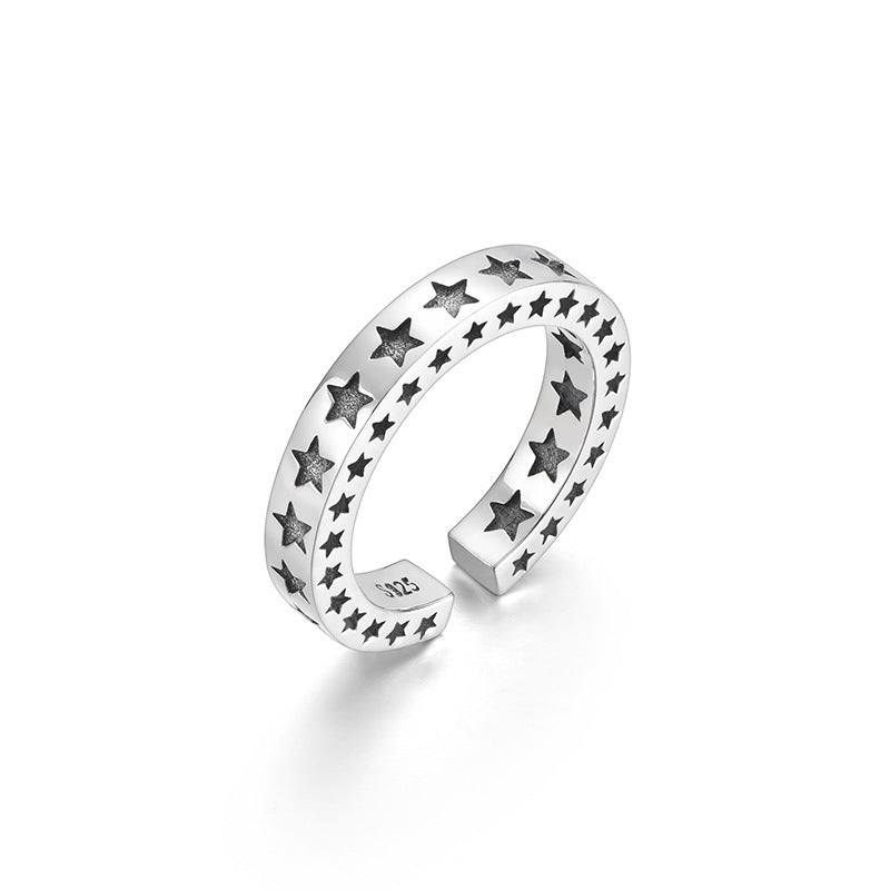 Women's & Men's Thai Sier Retro Five-pointed Star Totem Rings
