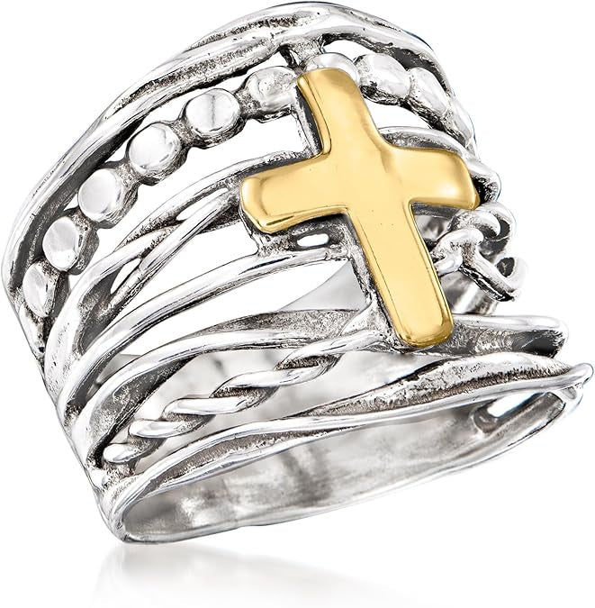 Irregular Cross Two-color Rack Niche Trendy Ring