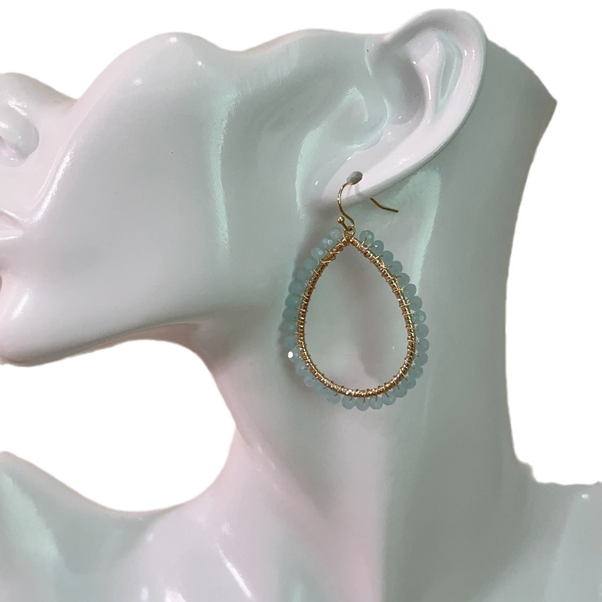Drop-shaped Handmade Woven Crystal Beaded Bohemian Earrings