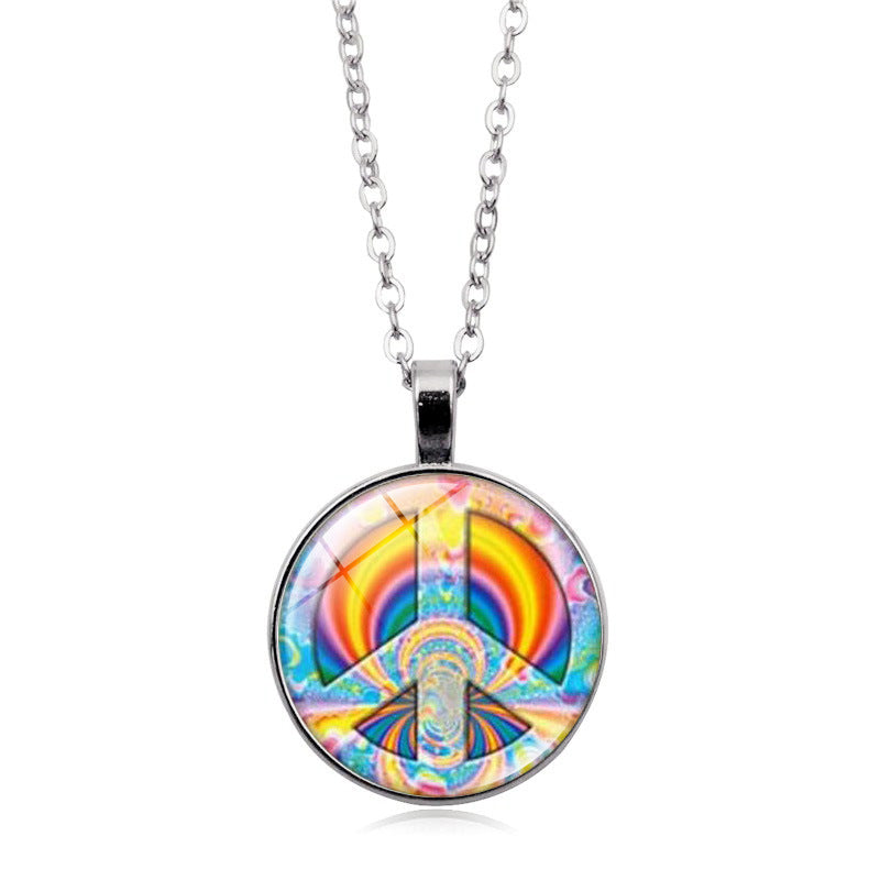 Women's Flower Peace Logo Time Stone For Vintage Necklaces