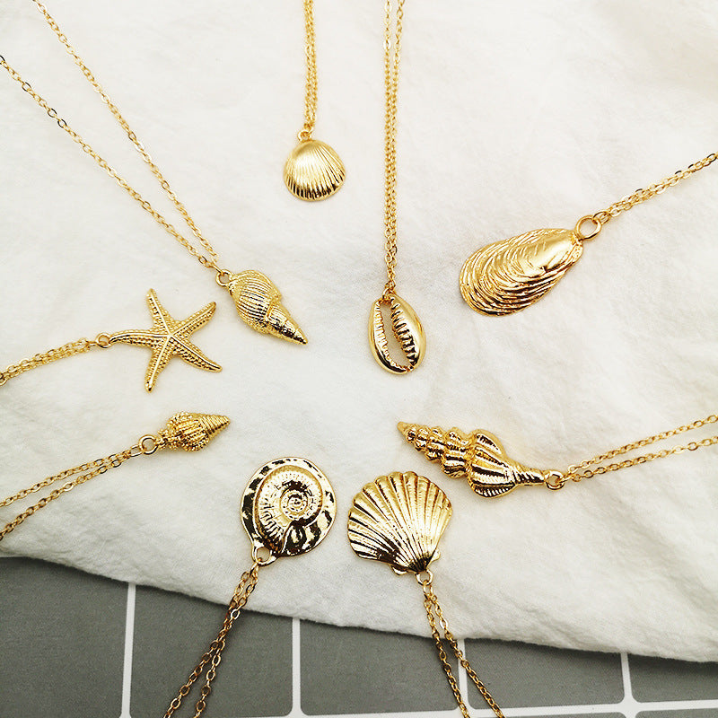 Summer Alloy Shell Exaggerated Personalized Marine Necklace