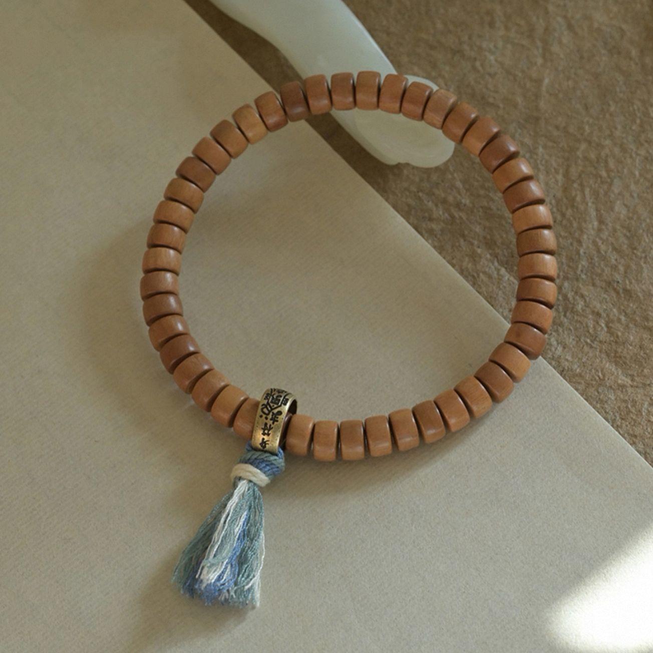 Women's & Men's Barrel Bead Blackwood Green Sandalwood Charm Good Bracelets