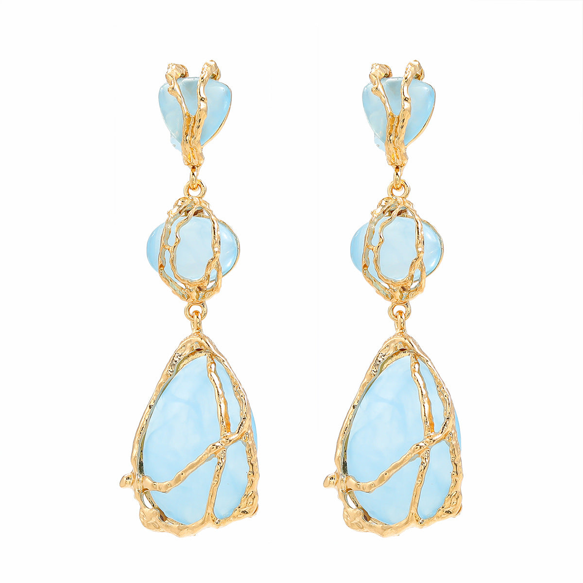 Women's Trendy Alloy Resin Bohemian Style Exaggerated Earrings