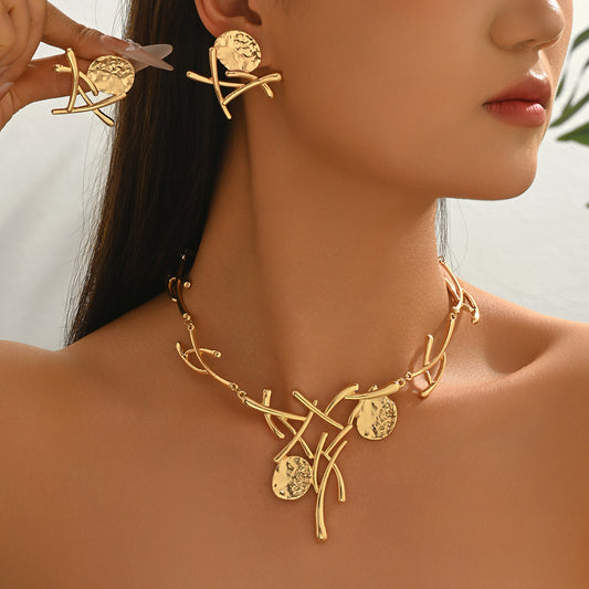 Elegant Geometric Metal Wafer Line Design Rings