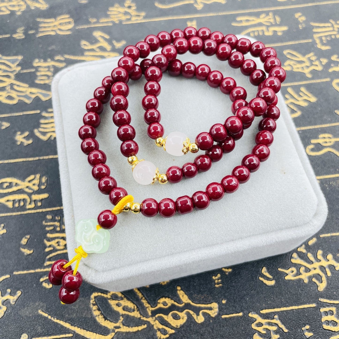 Women's Imitation Purple Gold Cinnabar Three Buddha Head Bracelets