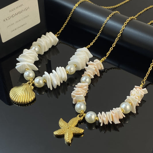 Starfish Stainless Steel Shell Pearl Fashion Necklaces