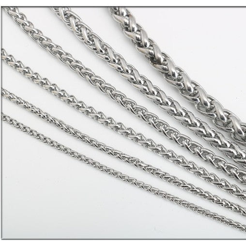 Stainless Steel Basket Chain Keel Snake Bones Wheat Titanium Necklace