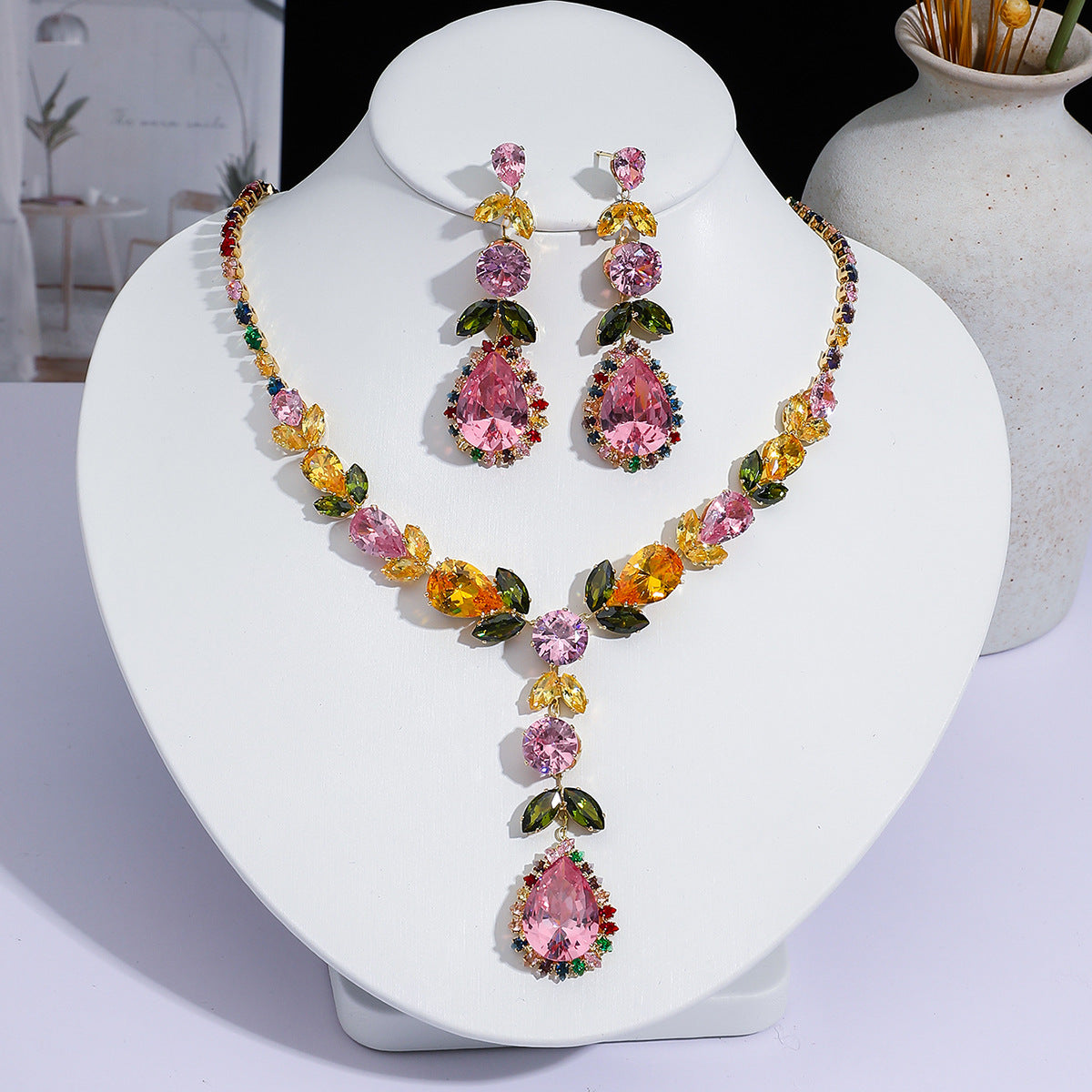 Full Diamond Drop-shaped Temperament The Dinner Party Jewelry Set