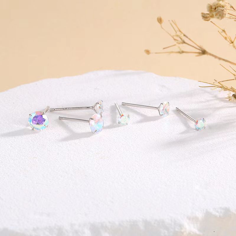 Women's Sier With Colorful Zircon Simple Design Rings