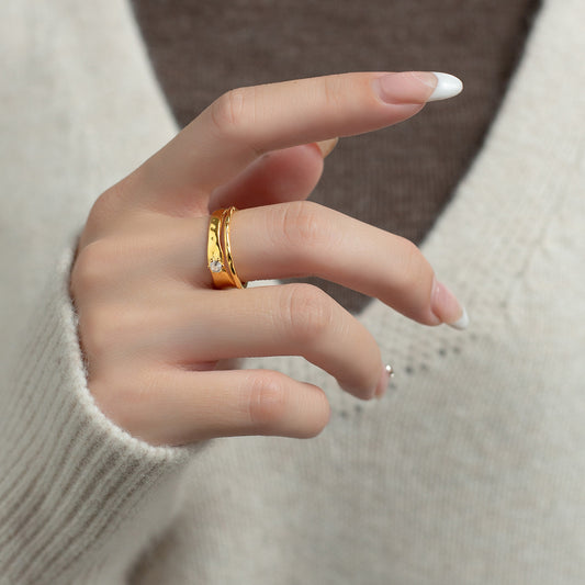 Temperament Wave Zircon Fashion Personality Cold Rings