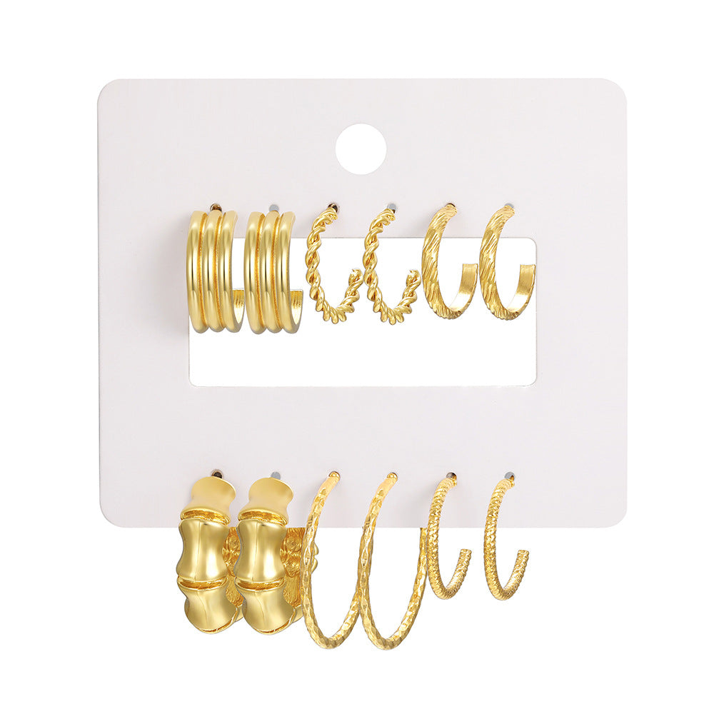 Women's Creative Simple Elegant Bamboo Alloy Metallic Generous Earrings