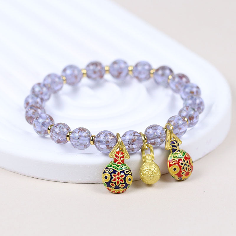 Female Fragrant Gray Colored Glaze Chinese Style Bracelet