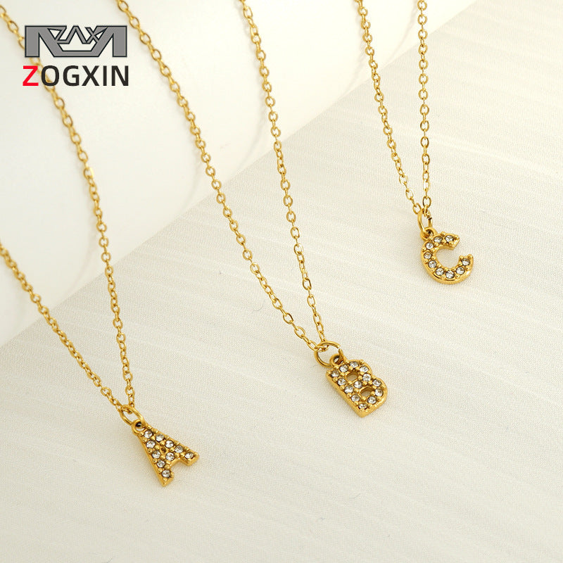 Women's Diamond Small Letter Simple Clavicle Chain Necklaces