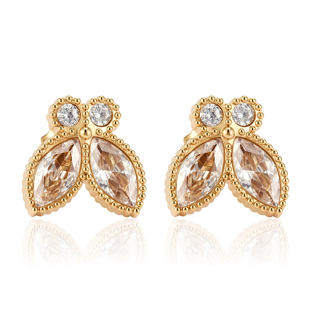 Women's Elegant Fashion Butterfly Inlaid Zircon Stainless Steel Gold Plated Pendants