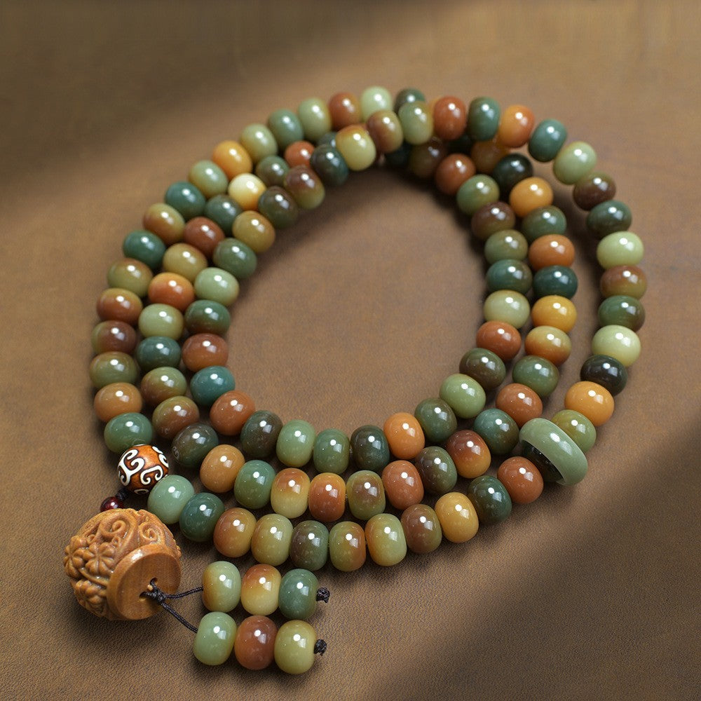 Women's & Men's Natural Bodhi Double Circle Abacus Beads Rosary Hand Bracelets
