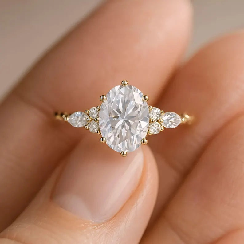 Ya Copper White Zircon Princess Imitation Diamond Rings