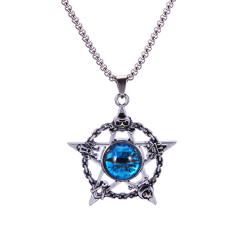 Eye Old Five-pointed Star Blue Eyes Punk Necklaces