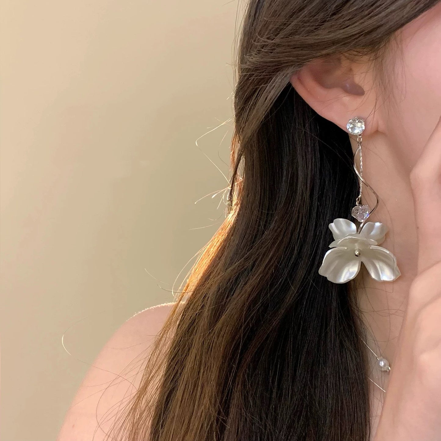 Women's French Style Long Flower For Seaside Earrings