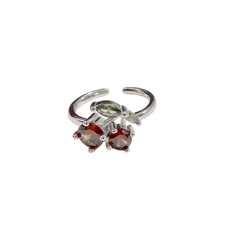 Pomegranate Dyed Fingertip Antique Gorgeous Feeling Broken Color Zirconium Female Ring