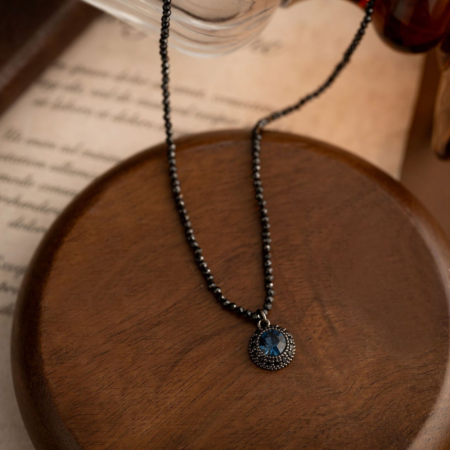Trendy Cool Ink Blue Zircon Three-piece Pendants