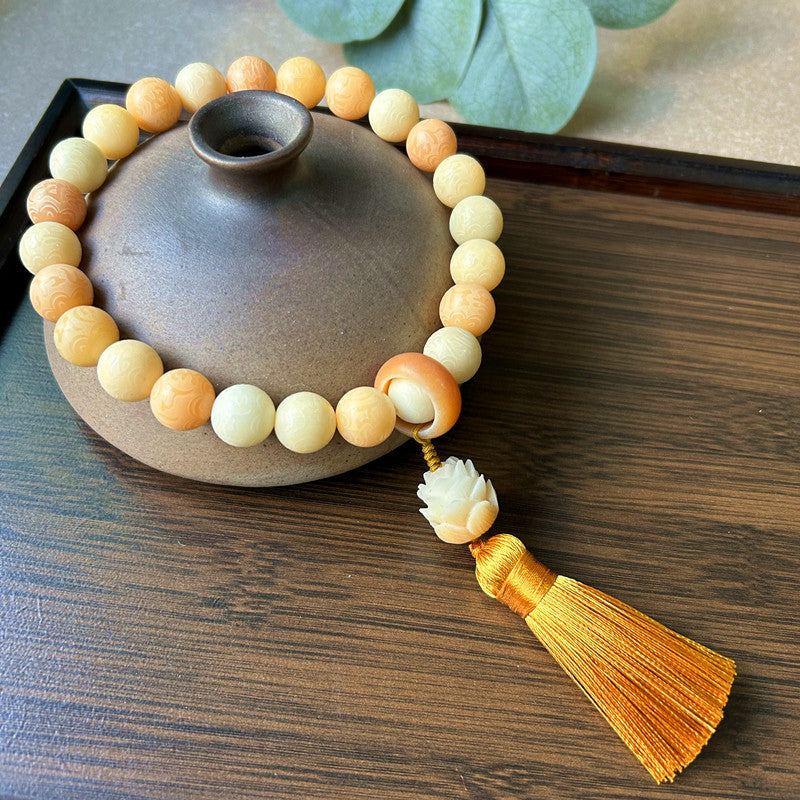 Chinese Style White Jade Bodhi Root Han Clothing Flexible Tassel Rings