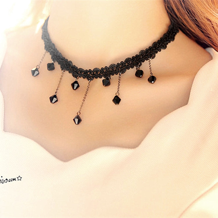 Women's Vintage Veet Band Lace Short Clavicle Chain Neck Punk Necklaces