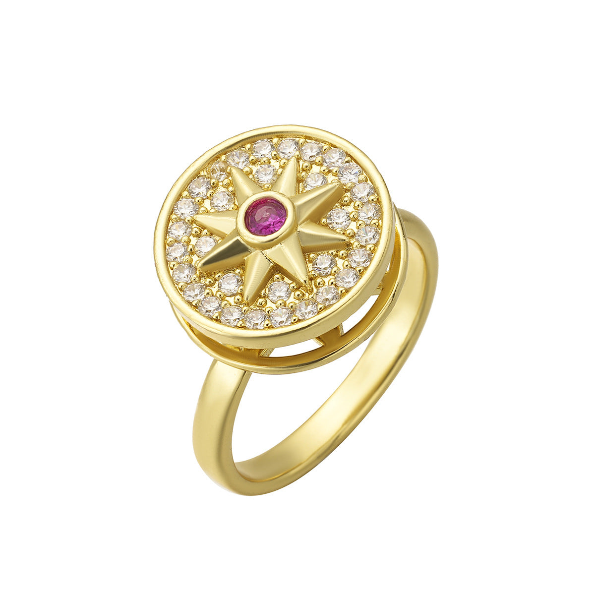 Women's Decompression Spinning Gold-plated Flash Niche High Sense Zircon Rings