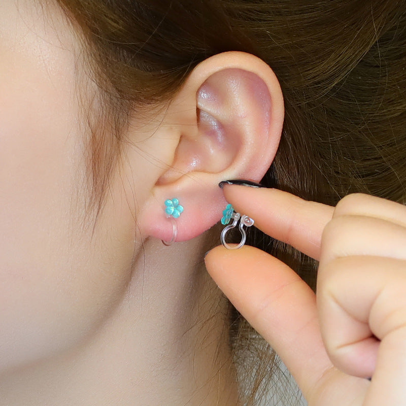 Fairy Flower Resin Summer Style Sweet Simple Temperament Stud Earrings
