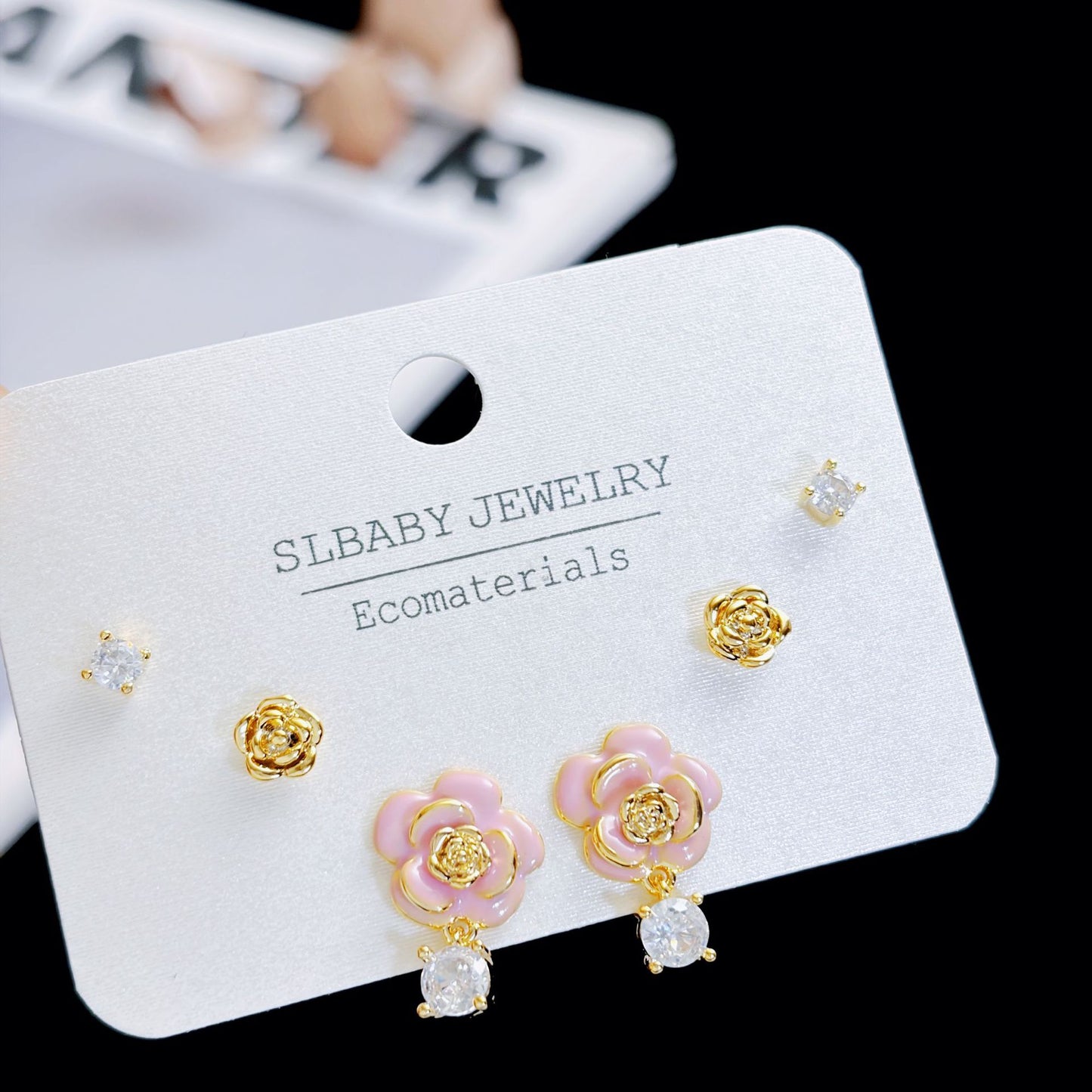 Micro Inlaid Zircon Pearl Commuter Three Pairs Earrings