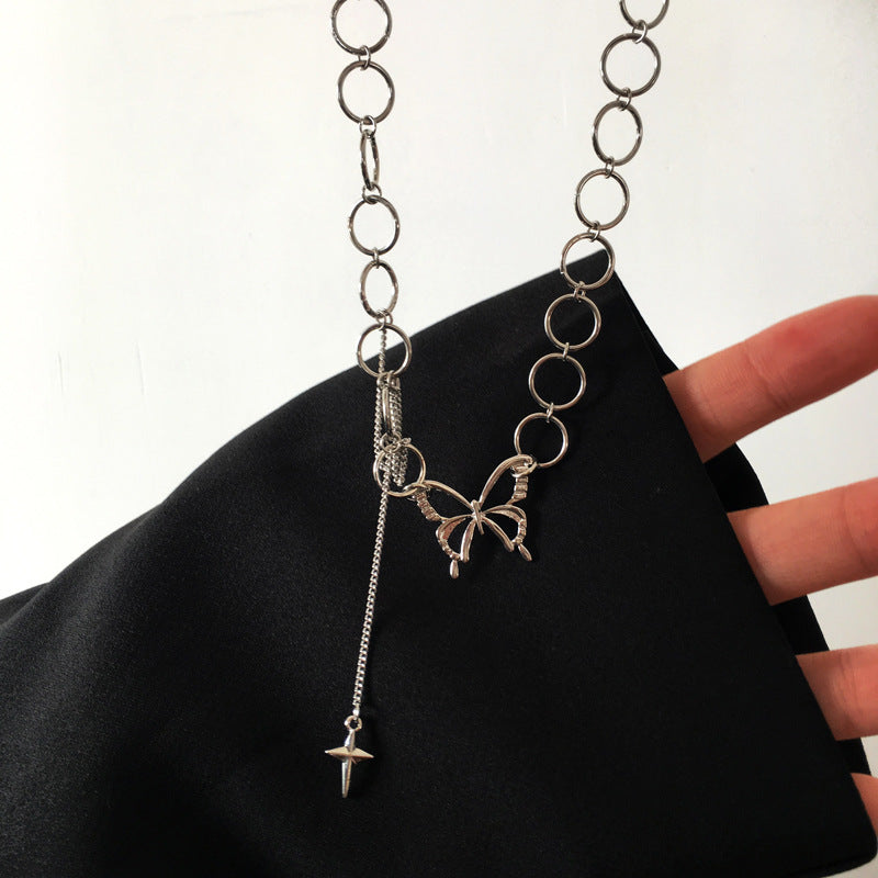 Women's Niche Design Bowknot Personalized Cold Style Clavicle Chain Hip Hop Necklace