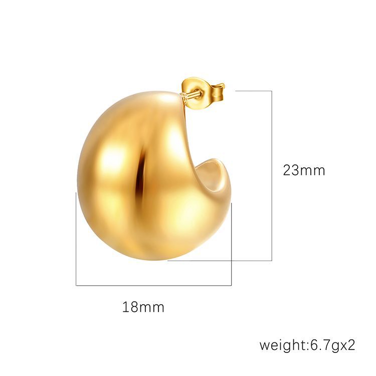 Women's Round High-grade Stainless Steel Hollow Simple Earrings