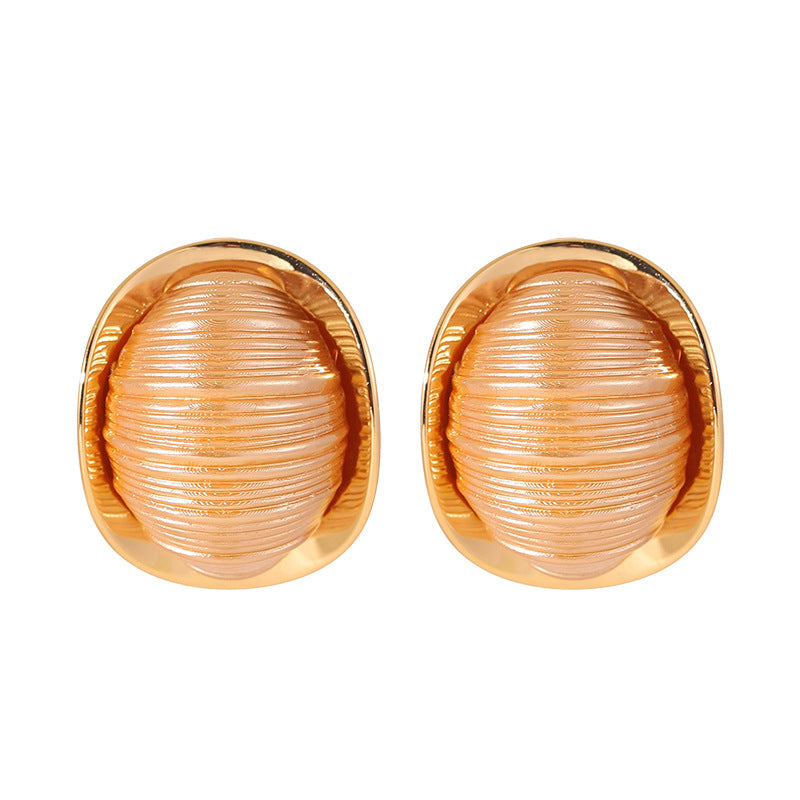 Fashion Refined Simple Texture Silkworm Cocoon Resin Ball Niche Stud Earrings