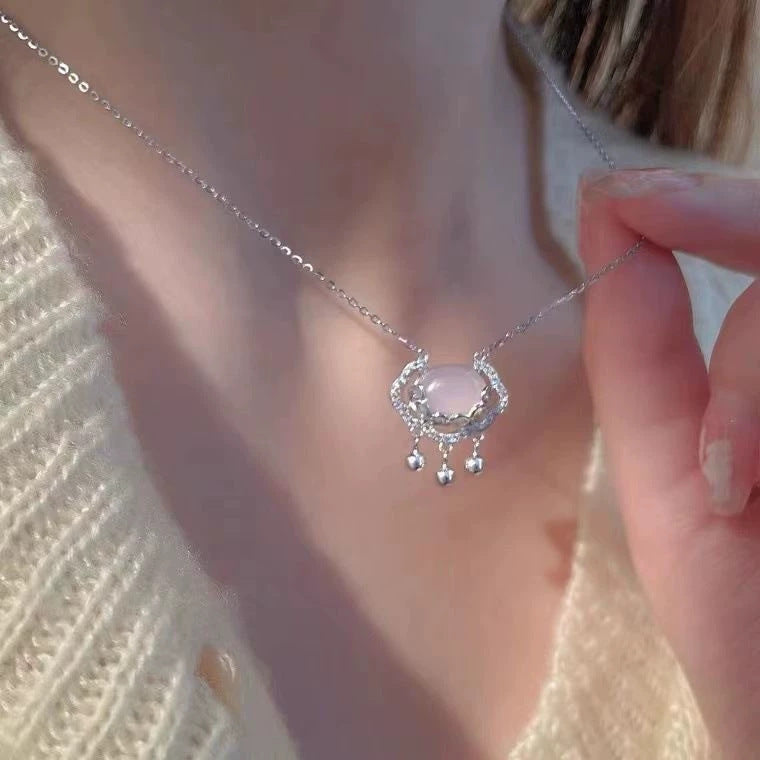 High Ice Chalcedony Buddha Titanium Steel Female Clavicle Necklaces