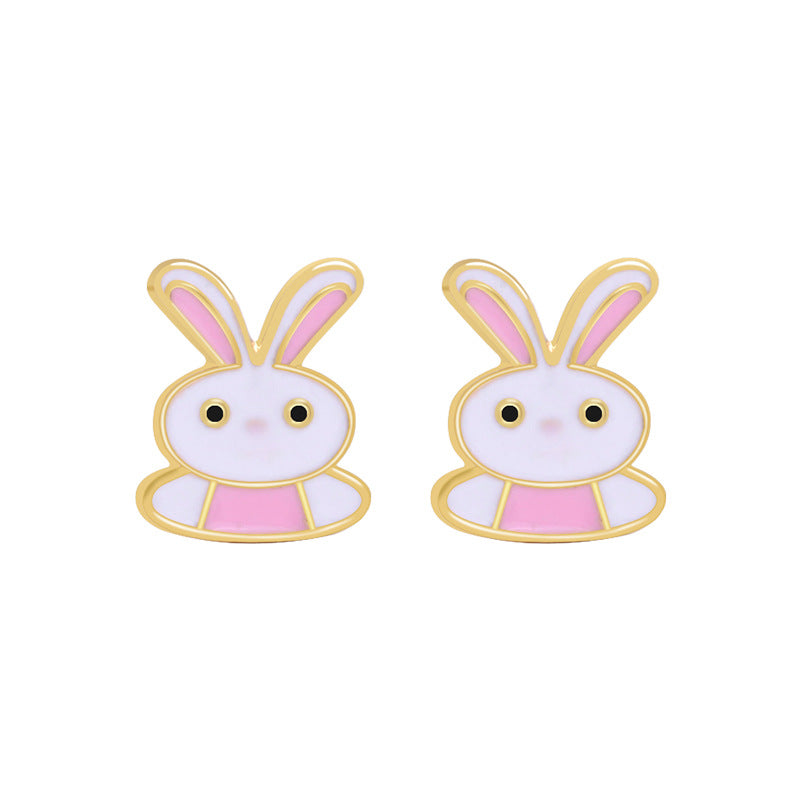 Cartoon Dripping Oil Alloy Rabbit Rejuvenating Earrings