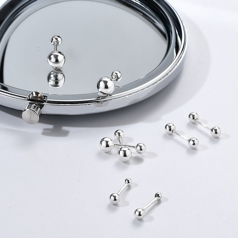 Women's & Men's Wearable While Sleeping Sterling Sier Screw Double-headed Tightening Buckle Stud Earrings