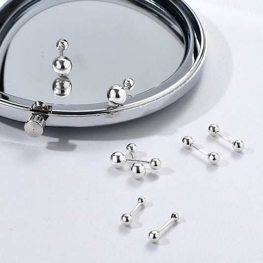 Women's & Men's Wearable While Sleeping Sterling Sier Screw Double-headed Tightening Buckle Stud Earrings