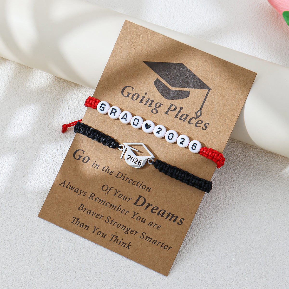 Graduation Trencher Stainless Steel Woven Adjustable Card Bracelets
