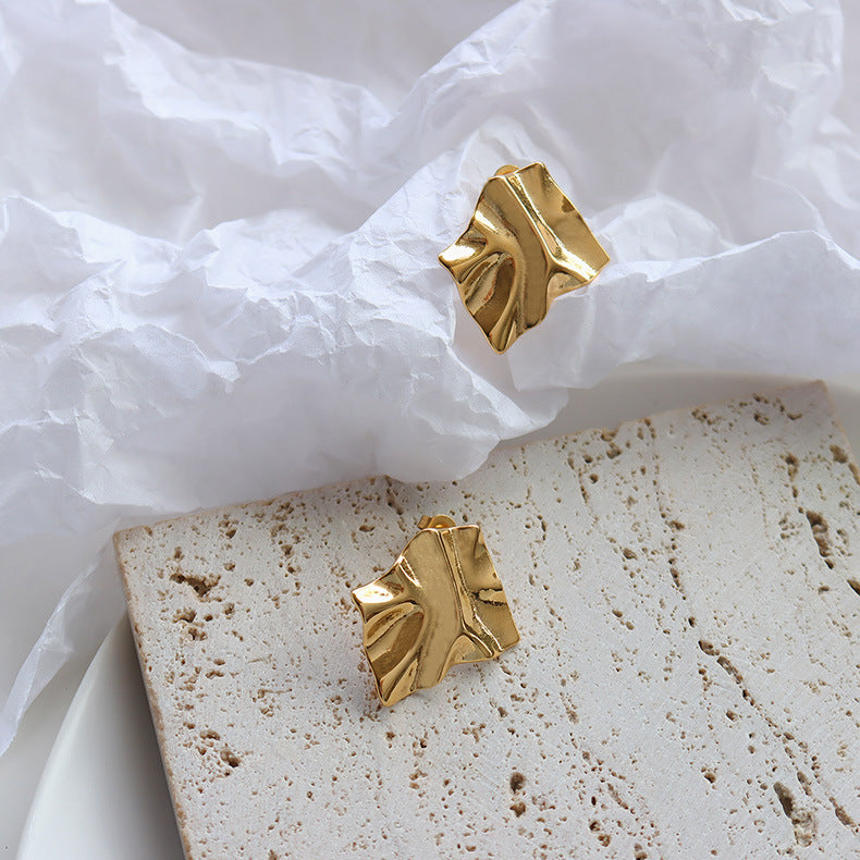Pleated Quality Titanium Steel Gold-plated Cold Rings