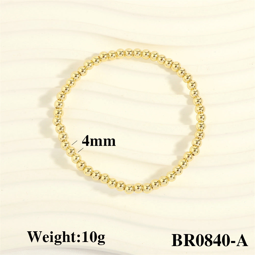 Gold Beads Stretch Fashion Color Retaining Bracelets