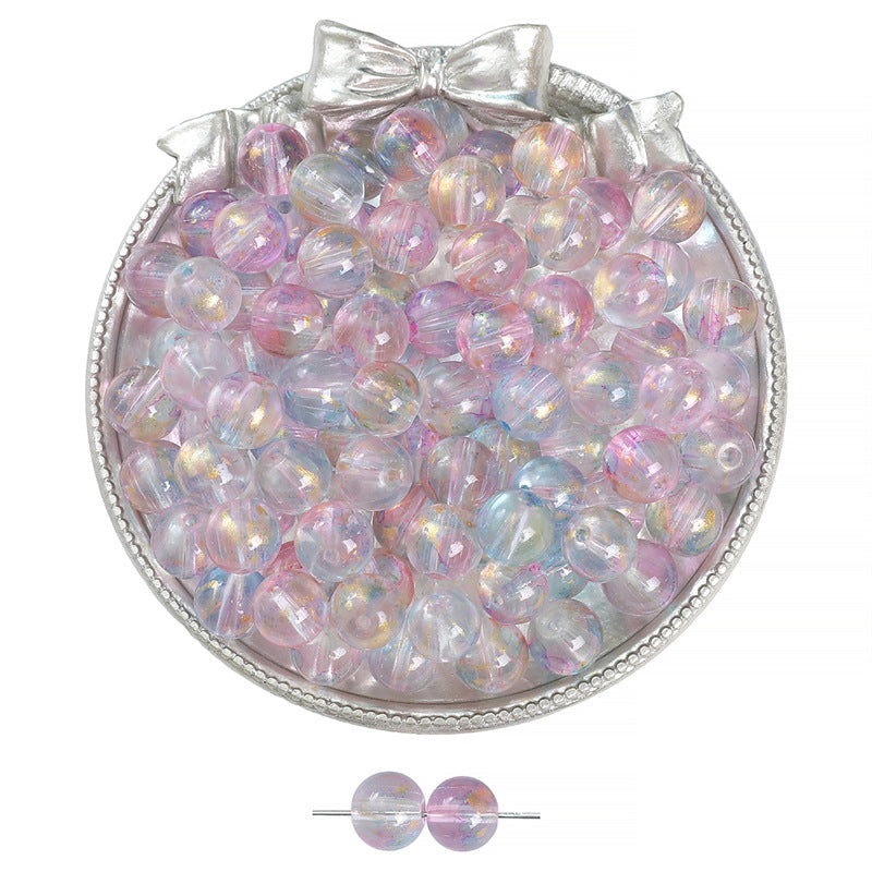 Glass Ice Transparent Ink Blooming Gold Sprinkling Round Jewelry Accessories