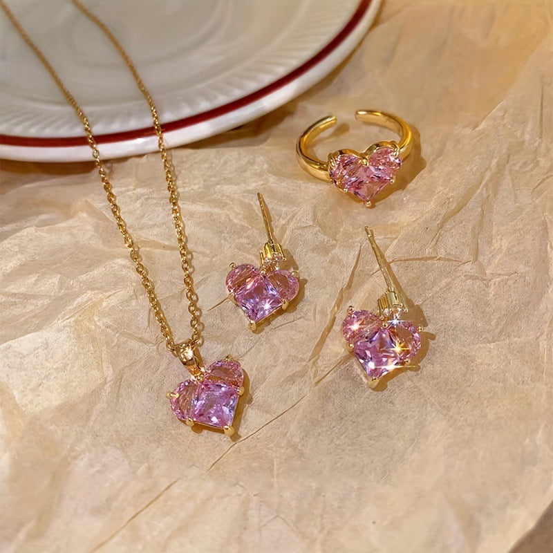 Barbie Pink Love Planet Peach Heart Jewelry Set