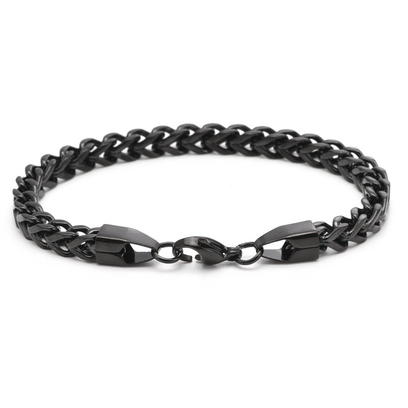 Men's Simple Stainless Steel Positive Negative Twist Keel Chain Creative Retro Bracelet