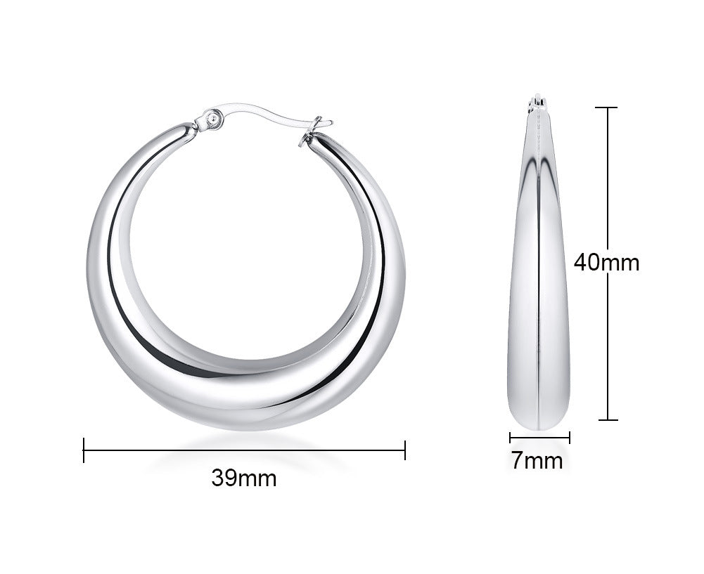 Exaggerated Stainless Steel Hollow Geometric U-shaped Curved Rings