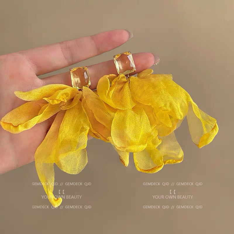 Women's Green Leaf Lily Yellow Series Tassel Light Luxury High-grade Sweet Rings