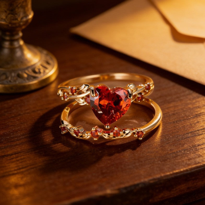 Inlaid Zircon With Diamond Heart-shaped Stylish Rings