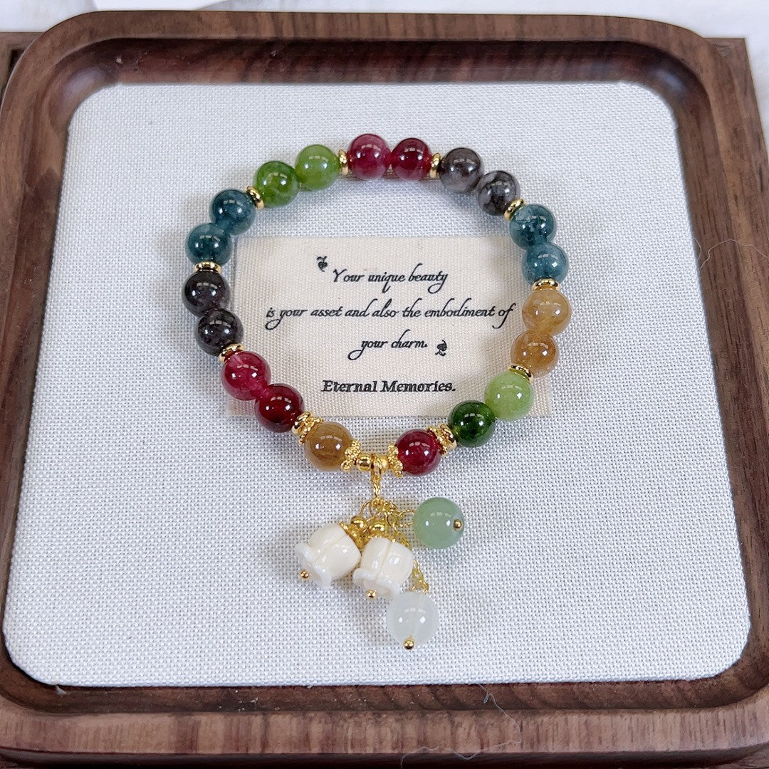 Colorful Tourmaline Female Niche Lily For Girlfriend Mother's Day Bracelet